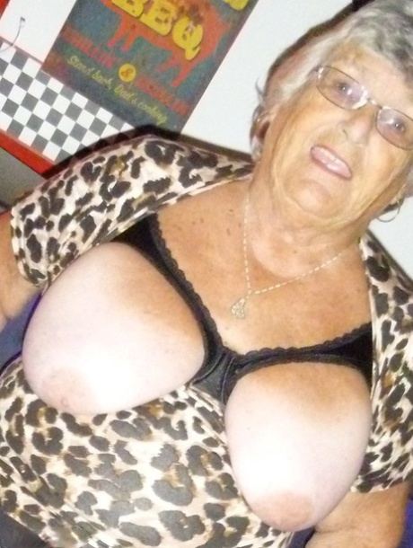 Fat Nan Grandma Libby Holds Her Big Saggy Tits In Hand In Nylons And Garters