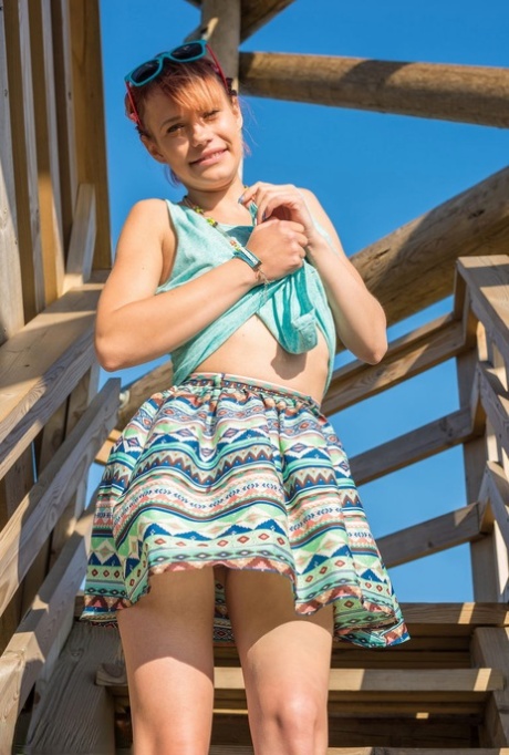 For the first time, angelica undresses on a fire lookout spot as she prepares for her nudity.