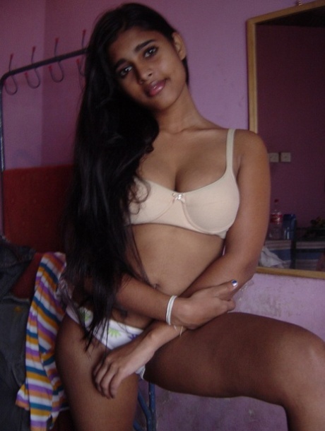 Indian Solo Girl Fondles Her Large Boobs After Stripping To Her Panties