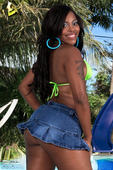 Black Girl Pleasure Mia Displays Her Booty Before Riding A White Boy's Cock