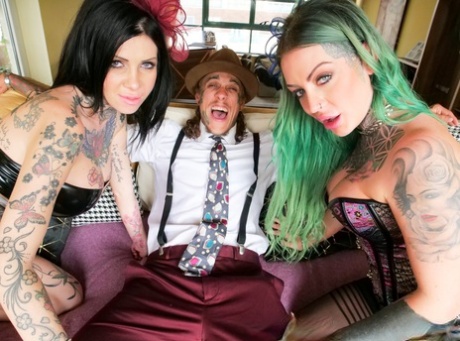 Tattooed Girls Megan Inky And Phoenix Madina Get Ass Fucked During A Threesome