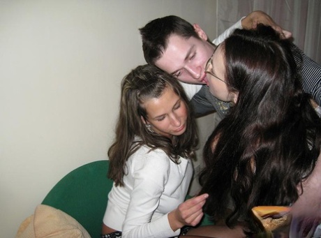 Participating college girls engage in threesome sex with an unwilling partner.