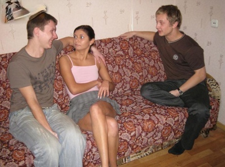 The teen girlfriend engages in sexual activity with the boy for money while her boyfriend watches.