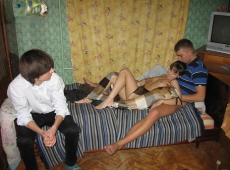 Meanwhile, a young brunette has another boy having intercourse while her future ex looks on.