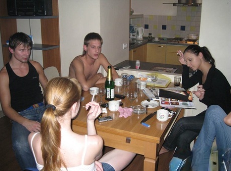 A Group Of Teen Couples Swap Partners During Drunk Group Sex
