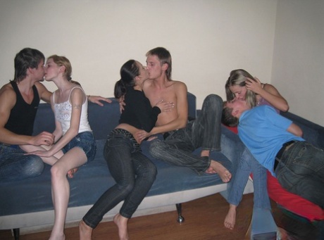 A Group Of Teen Couples Swap Partners During Drunk Group Sex