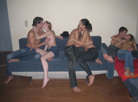 A Group Of Teen Couples Swap Partners During Drunk Group Sex