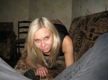 Young, blonde-looking individuals go completely naked during sexual activity while in POV mode.