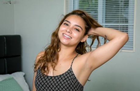 Young Latina Girl Desiree Martinez Removes Dress And Panties For First Nudes