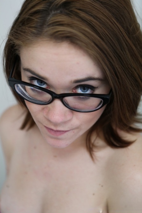 First Timer Lucie Bee Wears Her Glasses While Getting Undressed