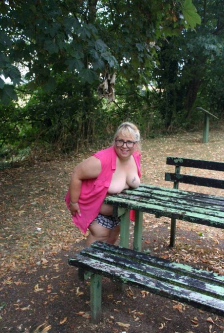 Lexie Cummings, an octogenarian British amateur, exposes herself on a public picnic table.