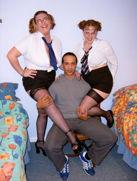 British Amateur Curvy Claire And Her Girlfriend Dress As Schoolgirls For 3some