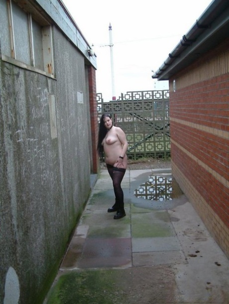 The fat British slave releases feces from the alley in her own nylons.