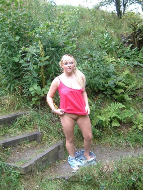 Overweight UK Female With Blonde Hair Strips Naked On A Popular Walking Trails