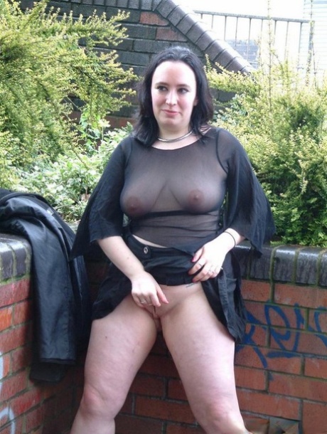 Overweight British Woman Flashes Her Big Ass And Twat In See Thru Top