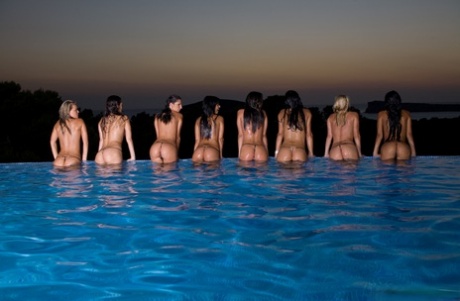 A Group Of Hot Chicks Go For A Skinny Dip As The Sun Fades In The Sky