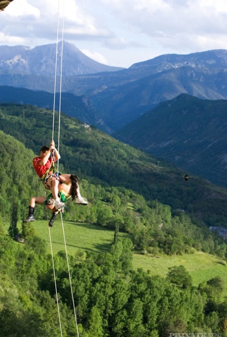 The hard-to-rescue guide of an Asian mountain climber who is extremely hot is being rescued by him.