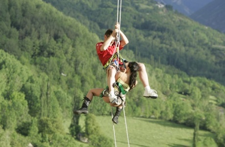 The hard-to-reach guide of an Asian mountaineer is rescued by a hot Asian woman.