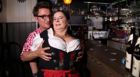 Obese German Granny Serves Up A Beer Before Sucking And Fucking A Customer
