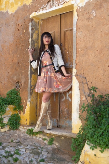 Asian Model Sophia Jade Flashes Her Upskirt Panties On A Cobblestone Street