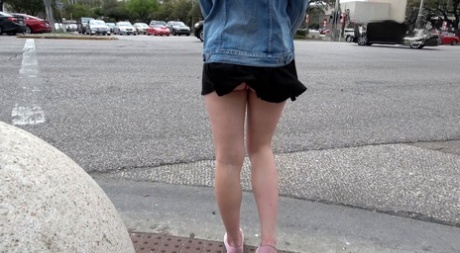 Blonde Amateur Takes Off Her Upskirt Panties Before Fucking In Public