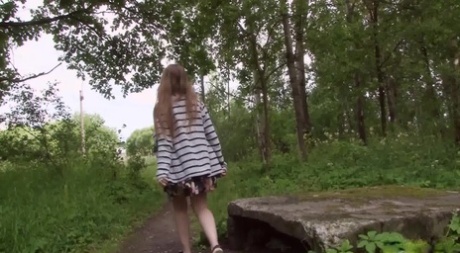 Teen Girl Tanya Pulls Down Underwear To Take A Pee During A Walk In The Woods