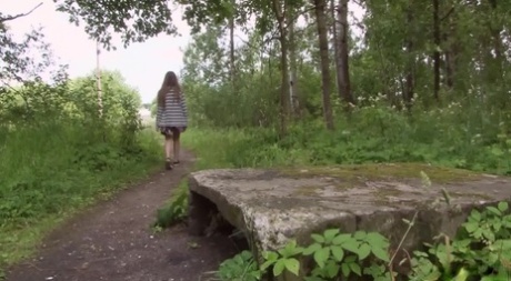 Teen Girl Tanya Pulls Down Underwear To Take A Pee During A Walk In The Woods