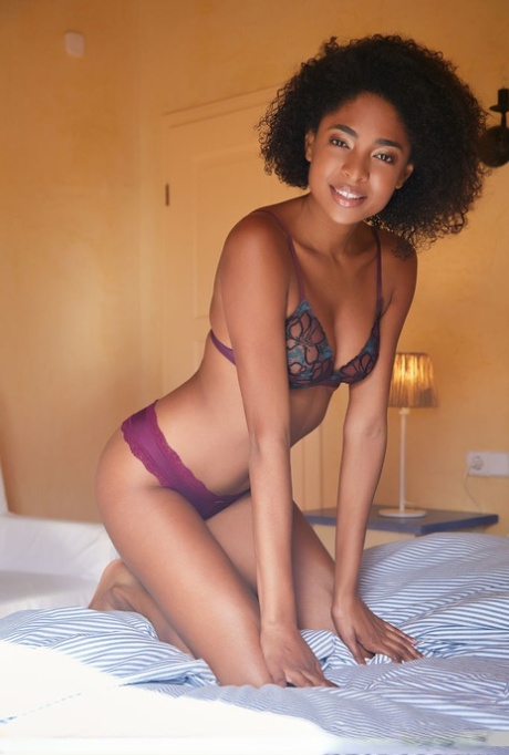Black Teen Luna C Removes Bra And Panties To Pose Totally Naked In Her Bedroom