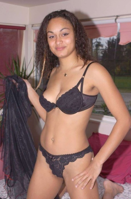 Sexy Indian Girl Looses Her Natural Tits From A Black Bra On A Bed