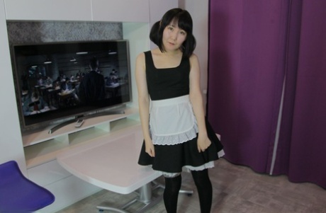 Japanese Cutie Akuma Loli Removes Black OTK Socks Before Showing Her Pussy