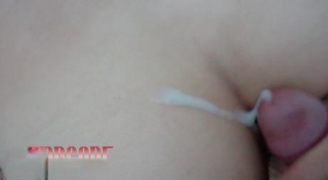 Teen amateur takes a big cumshot on her butt after a POV blowjob