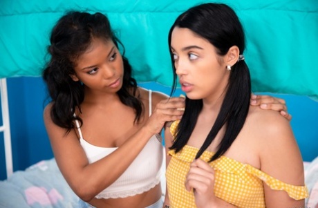 Vanessa Sky and Nia Nacci experiment with interracial lesbian sex