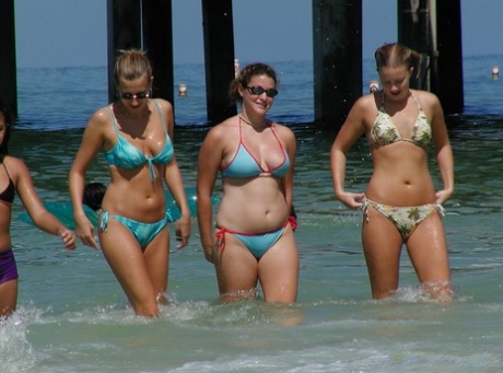 Young Girls Are Secretly Recorded Wading Into The Ocean In Their Bikinis