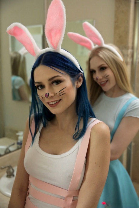 Cute Girls Don Cosplay Bunny Ears And Makeup Before Blowing A Big Cock