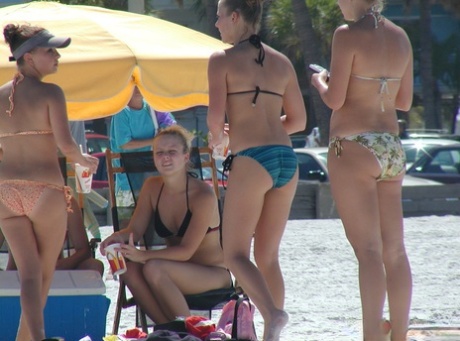 Compilation Of Caucasian Teens Hanging Out At The Beach In Their Bikinis