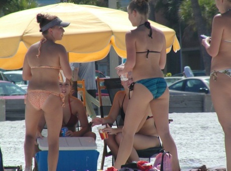 Compilation Of Caucasian Teens Hanging Out At The Beach In Their Bikinis