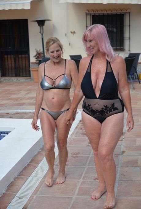 The girlfriend and the adult BBW Melody are seen walking by a pool, wearing swimsuits as they walk side by side for several hours.