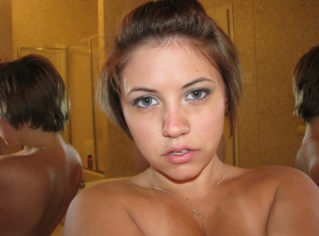 Amateur Girl With Big Natural Tits Takes Self Shots At Home In A Mirror