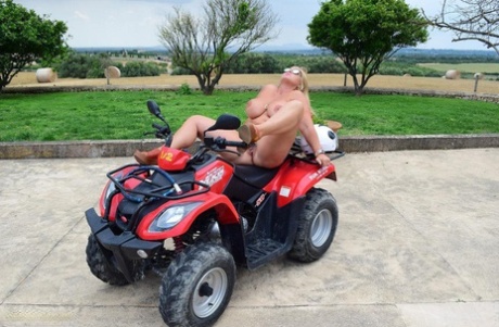 Older BBW Nude Chrissy Goes Four Wheeling While Butt Naked In Shades