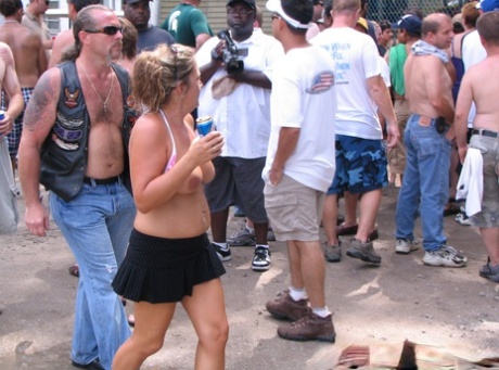 Collection Of Amateur Chicks Getting Naked At An Outdoor Booze Festival