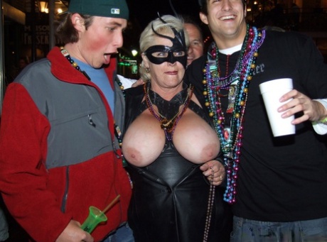 The act of drunk females displaying their tits in public.