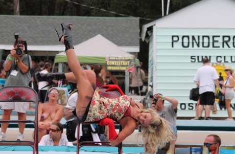 Strippers Put On A Show For A Viewing Public In An Outdoor Setting