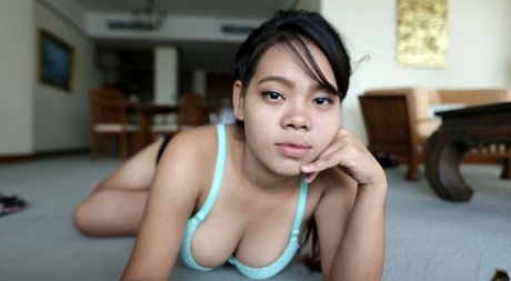 Asian First Timer Wa Cups Her Big Natural Boobs During Solo Action