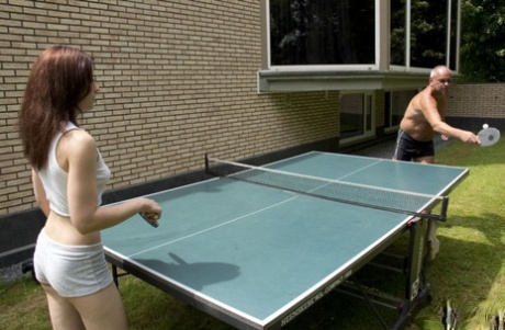 Teen Girl Has Sex With An Old Guy After Losing A Game Of Ping Pong Outdoors