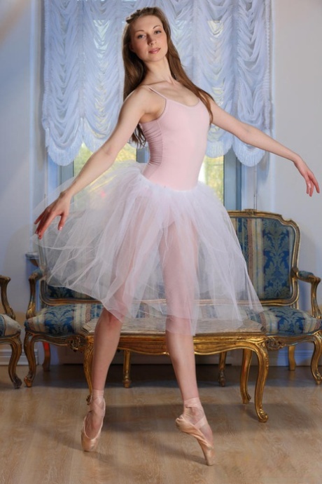 As she performs in solo action, beautiful 18-year-old ballerina Annett A gets nude.