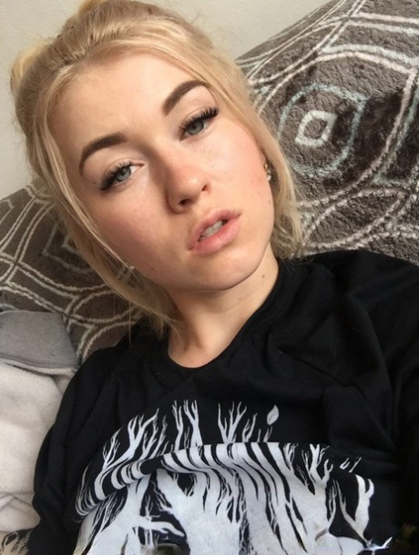 Beautiful blonde slut Misha Cross takes a selfie fully clothed and stark naked