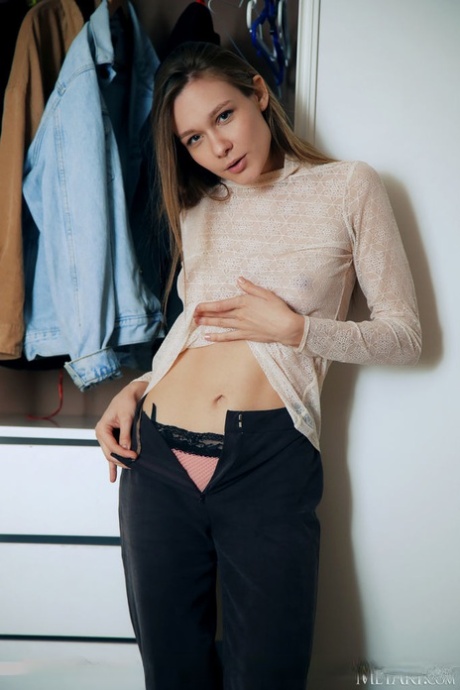Leggy Teen Mirabella Disrobes In Her Bedroom For A Nude Solo Shoot