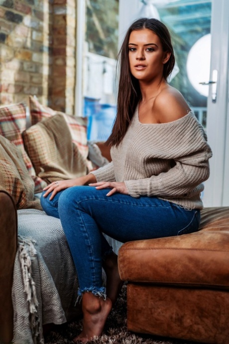 UK Teen Brook Wright Releases Her Nice Tits From A Sweater While Disrobing