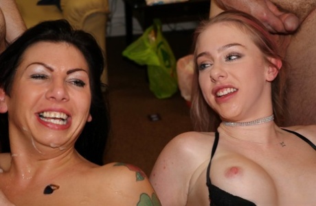 UK Girls Grace Harper & Gina Jameson Receive Facial Cumshots At A Sex Party