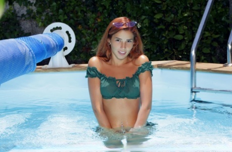 Redheaded Latina Teen Agatha Vega Doffs A Bikini To Pose Nude On A Patio Chair